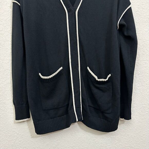 CABI Comfort Cardigan Sweater Black V-Neck Cotton Blend Cozy Minimalist - Picture 6 of 13